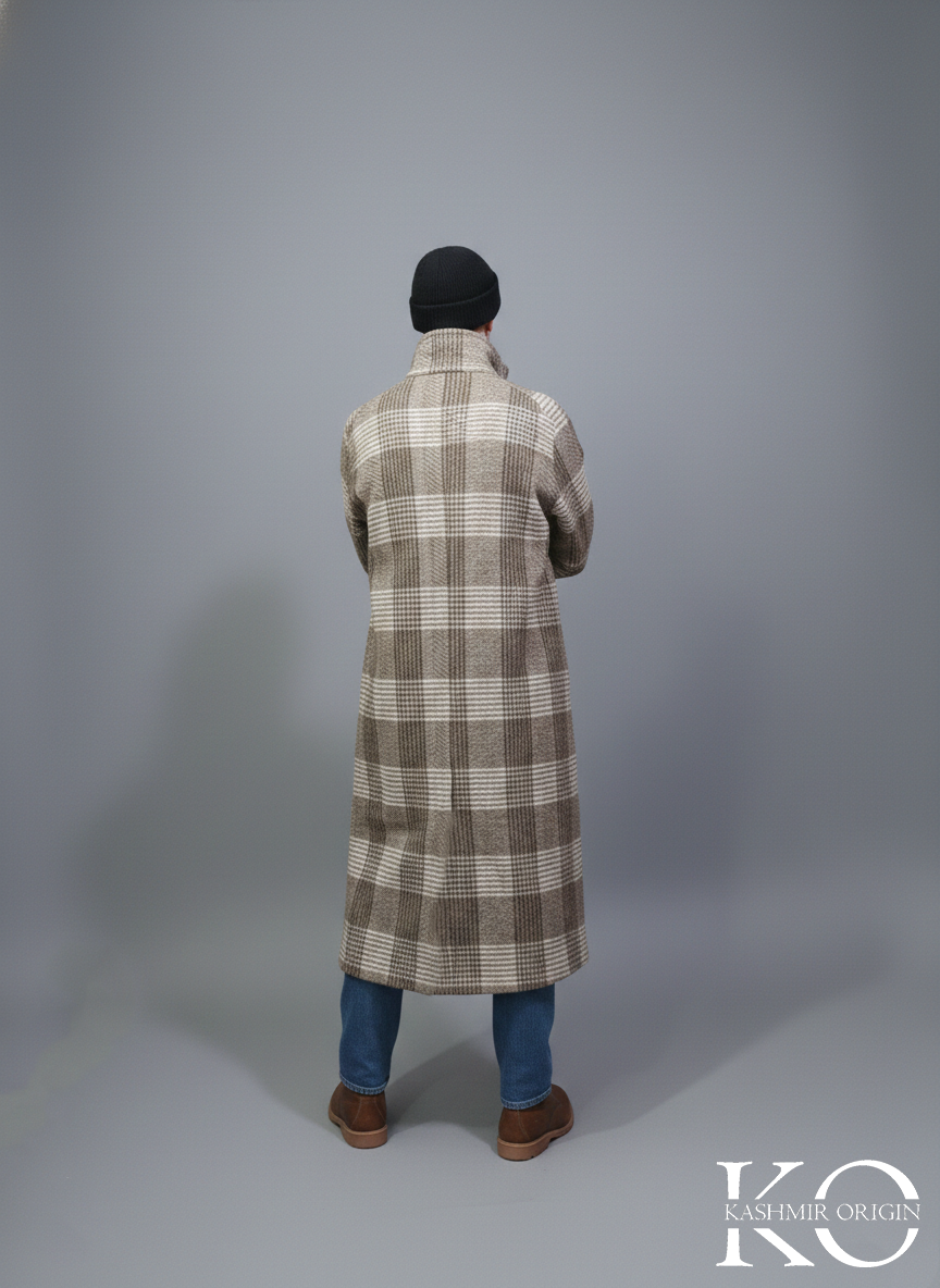 Check Fur base Men's Jacket Collar Kahsmiri Pheran | Kashmiri Long Robe | Winter Phirans