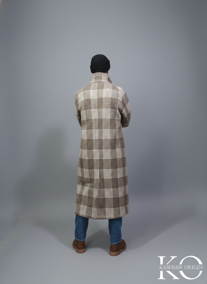 Check Fur base Men's Jacket Collar Kahsmiri Pheran | Kashmiri Long Robe | Winter Phirans