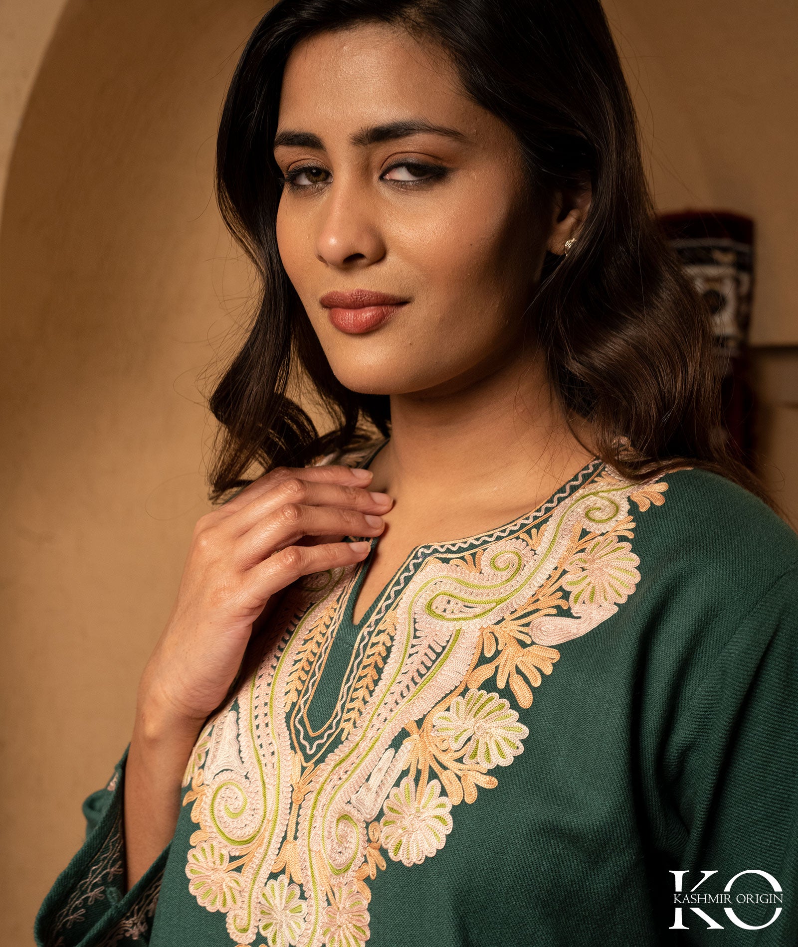 Grey Aari Embroidered Woolen Co-ord Set