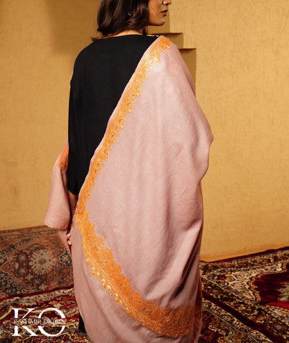 Tan Tilla Embroidered Woolen Shawl