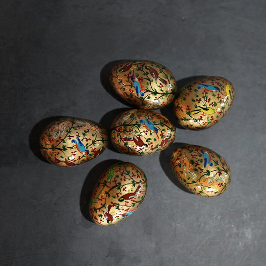 Paper Mache Easter Eggs Set Of<br> 6 Golden