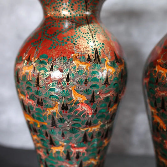 Paper Mache Animal Design Flower Vase Set of 2