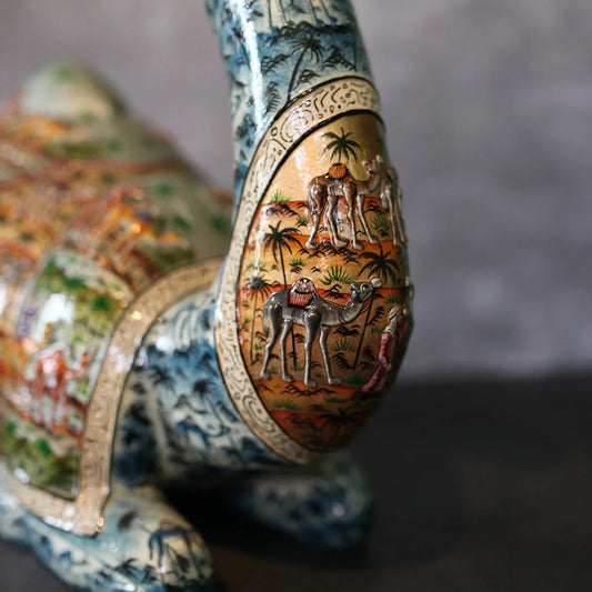 Embossed Paper Mache Sitting Camel Arab Design 19x14 Inches