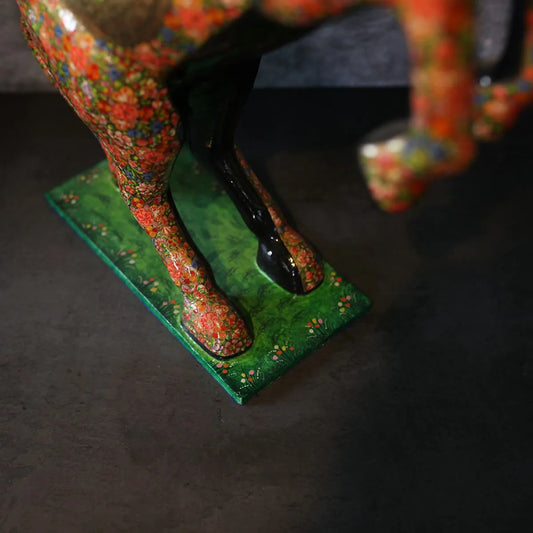 Paper Mache Wooden Horse<br> Floral Design 23x26 Inches