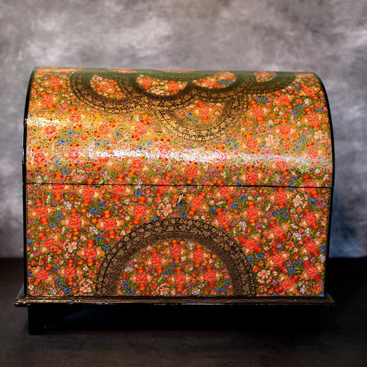 Paper Mache Jewellery Box<br> Floral Design Big Size 18x20 Inches