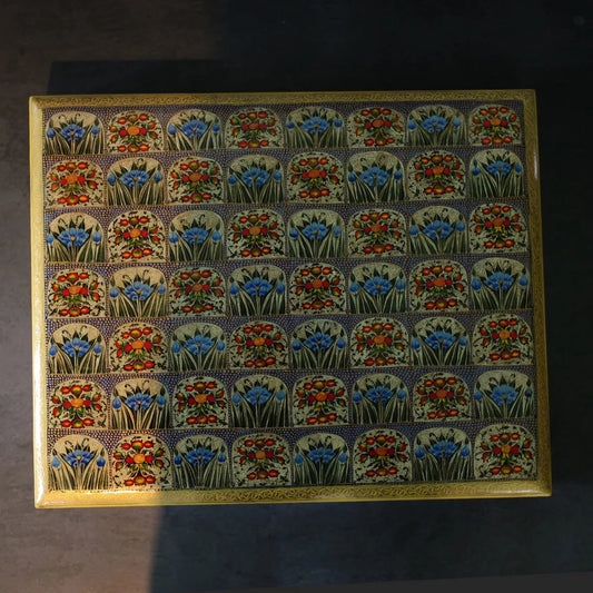 Paper Mache Chinar Design Flat<br> Box Creme 15 x 12