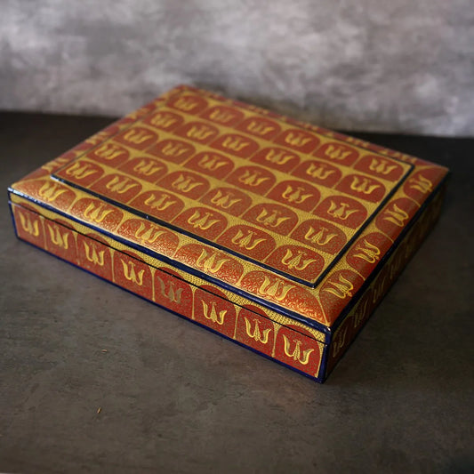 Paper Mache Chinar Design Flat<br> Box Red 15 x 12