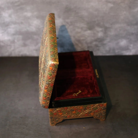 Embossed Golden Paper Mache Jewellery Box 13x8 Inches