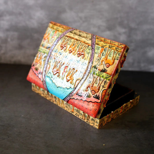 Embossed Camel Design Paper Mache Box 10x7.5 Inches