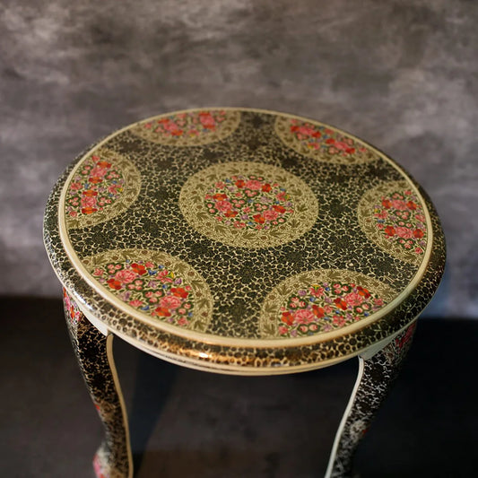 Paper Mache walnut wood Table<br> White Set of 5 All Sizes