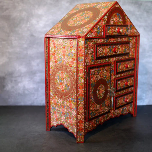 Paper Mache Drawer Box Home<br> Design -Decor -Red Base