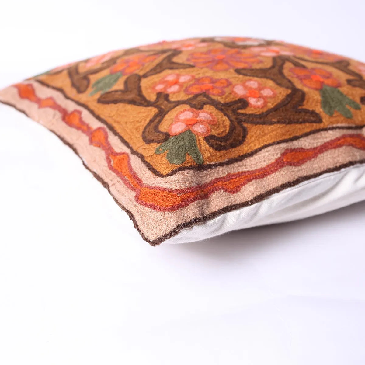 Floral Design Dusuit Chain Stitch Embroidered Kasmiri Cushion Cover 6pc Set