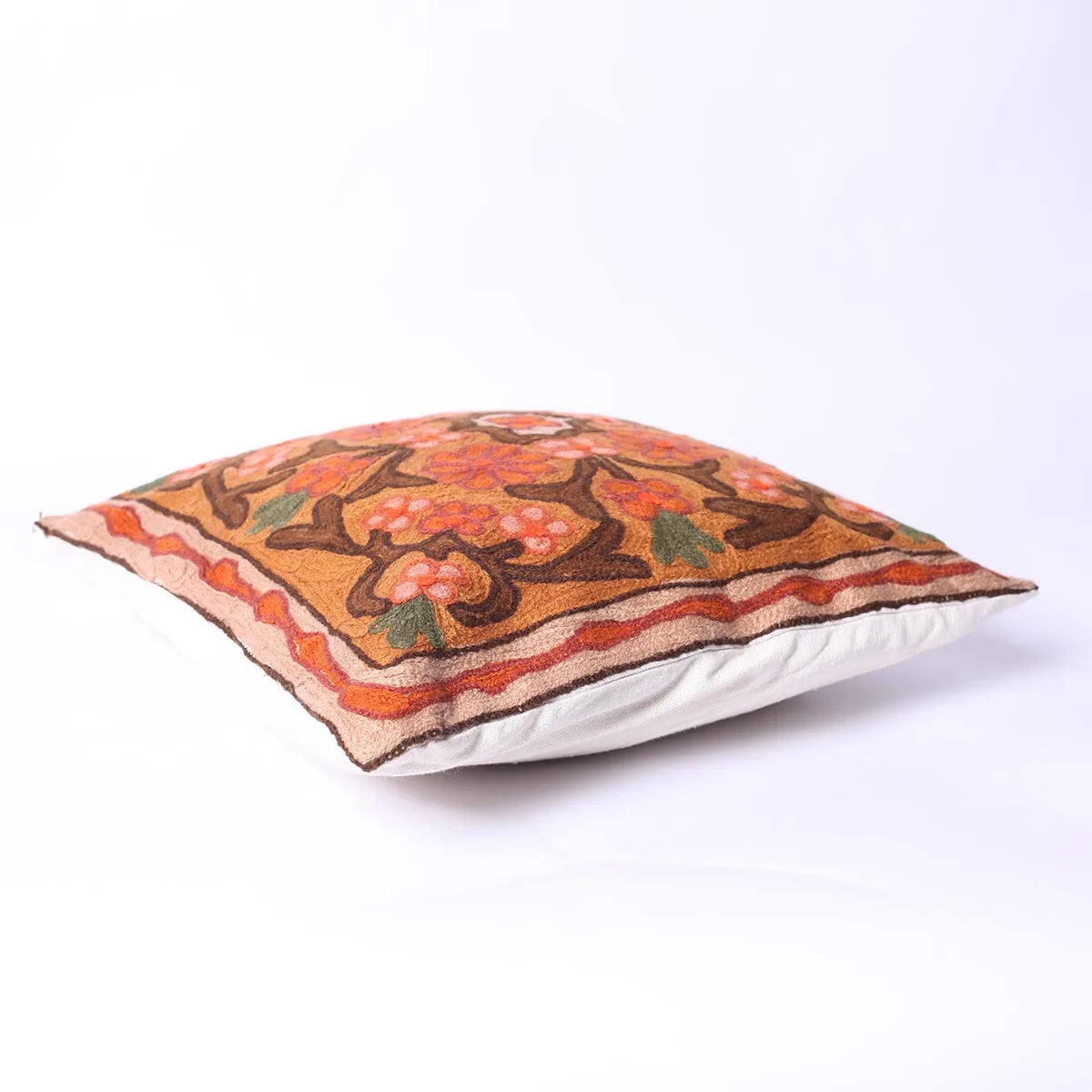 Floral Design Dusuit Chain Stitch Embroidered Kasmiri Cushion Cover 6pc Set