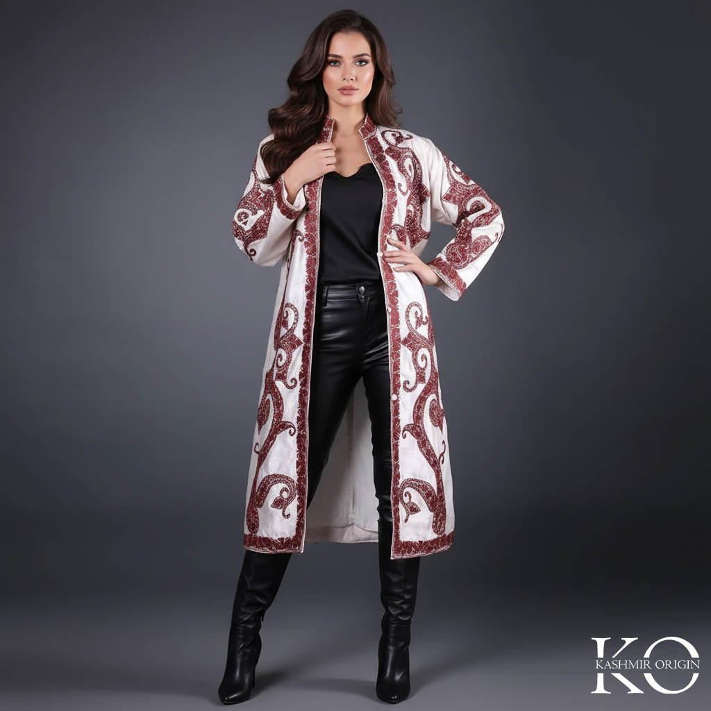 Paisley Design Aari Embroidered Kashmiri Silk Jacket