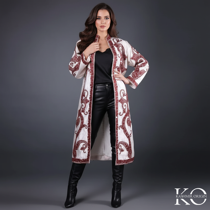 Paisley Design Aari Embroidered Kashmiri Silk Jacket