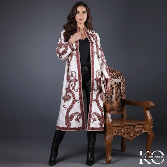 Paisley Design Aari Embroidered Kashmiri Silk Jacket