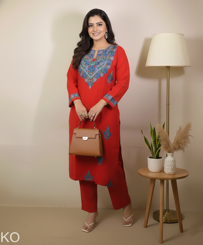 Maroon Aari Embriodered Bootidaar Cord Set | Full Suit