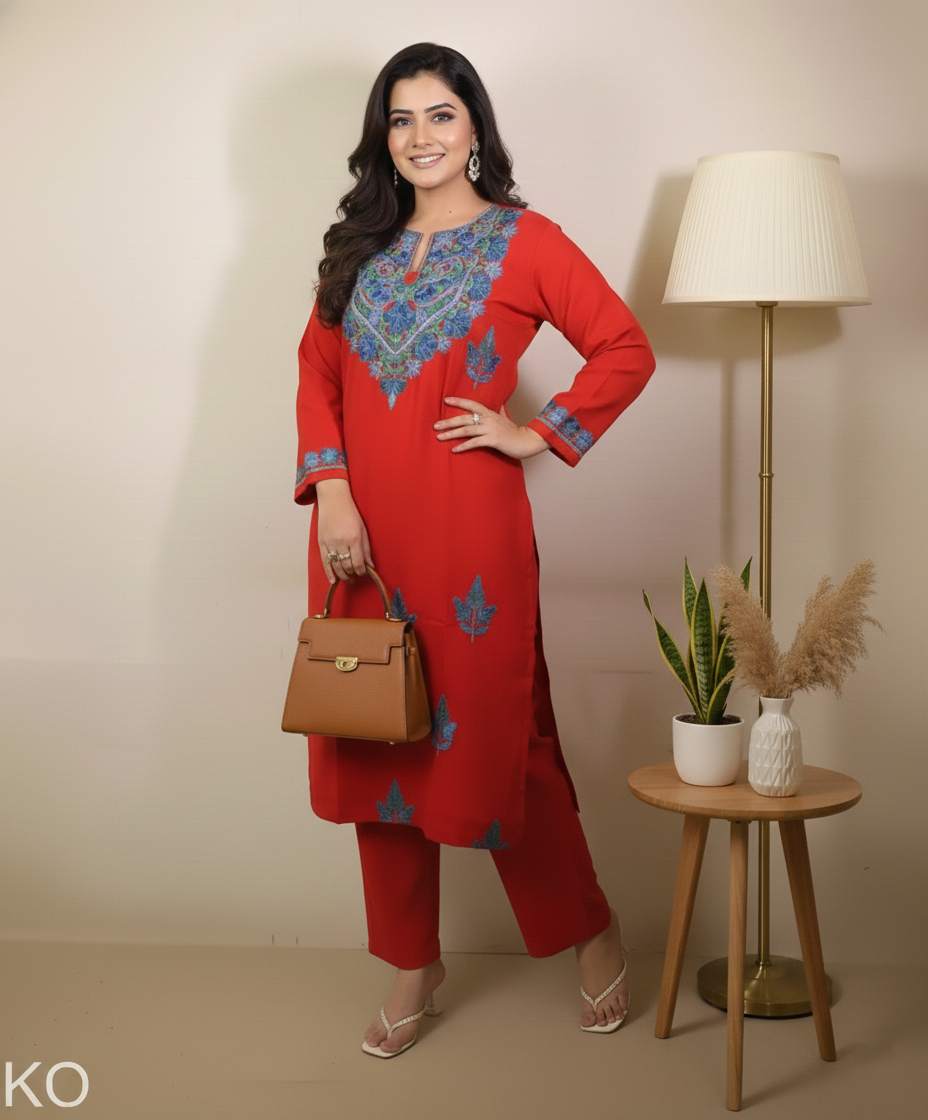 Maroon Aari Embriodered Bootidaar Cord Set | Full Suit