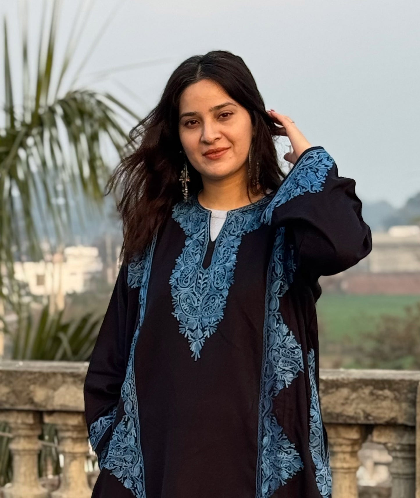 Priemum Black & Blue Embroidered Phiran