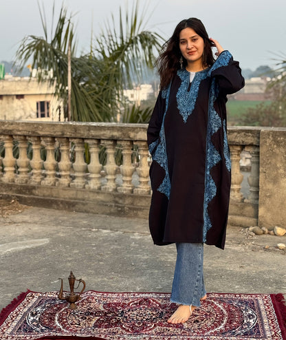 Priemum Black & Blue Embroidered Phiran