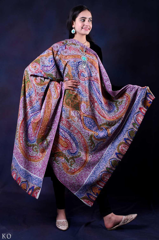 Kalamkari Sozni Embroidered Pashmina Shawl