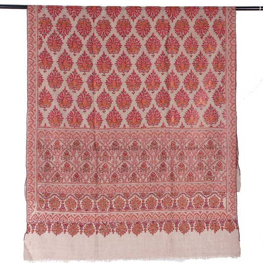 Khudrang base Sangeen design sozni Embroidered Jamawar Pashmina Shawl