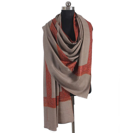 Khudrang Base sozni Embroidered Dordaar Pashmina Shawl
