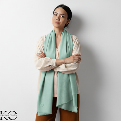 GI CERTIFIED ARCTIC BLUE SOLID CASHMERE PASHMINA STOLE