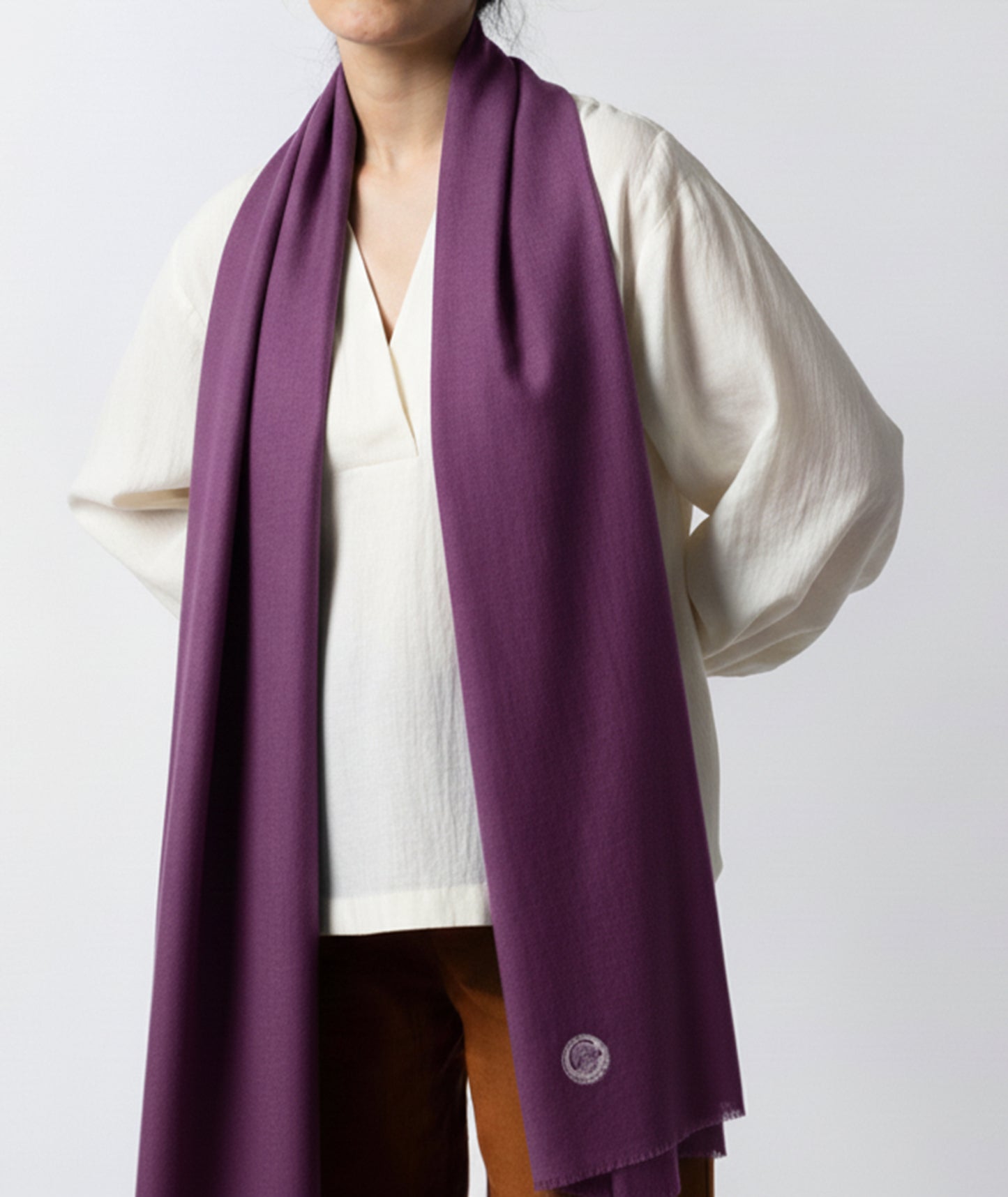 GI CERTIFIED VIOLET SOLID CASHMERE PASHMINA STOLE