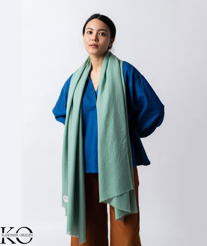 GI CERTIFIED SEAFOAM SOLID CASHMERE PASHMINA STOLE
