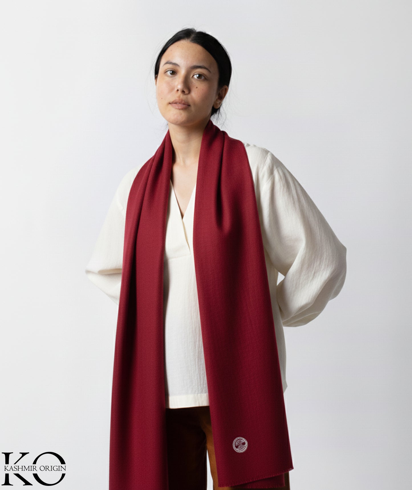 GI CERTIFIED BERRY MAROON SOLID PASHMINA STOLE