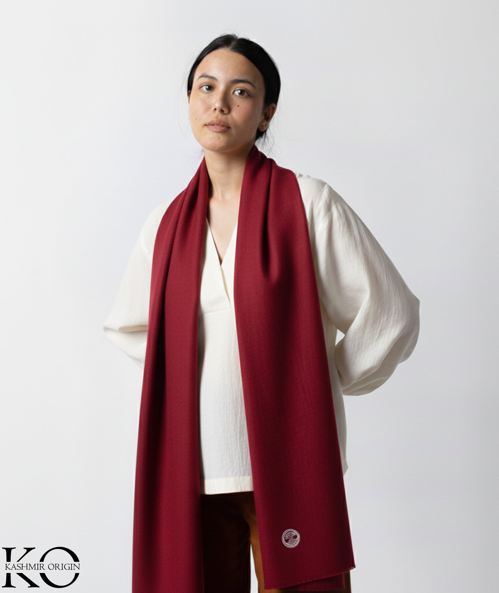 GI CERTIFIED BERRY MAROON SOLID PASHMINA STOLE
