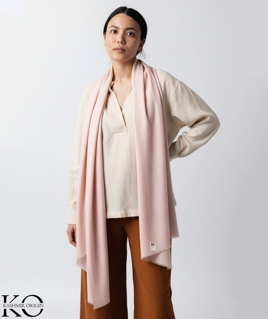 GI CERTIFIED LIGHT ROSE PINK SOLID CASHMERE PASHMINA SHAWL