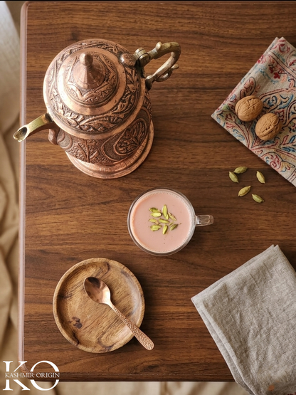 Kashmiri Copper Samovar (4–5 Cups) | Handcrafted Chinar Design Tea Urn | Hand Made Samavar | Hand Engraved Copper Kettle