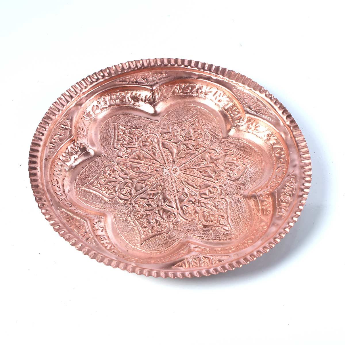 Gold Hued Copper Roti Plate | Hand engraved – Kashmir origin