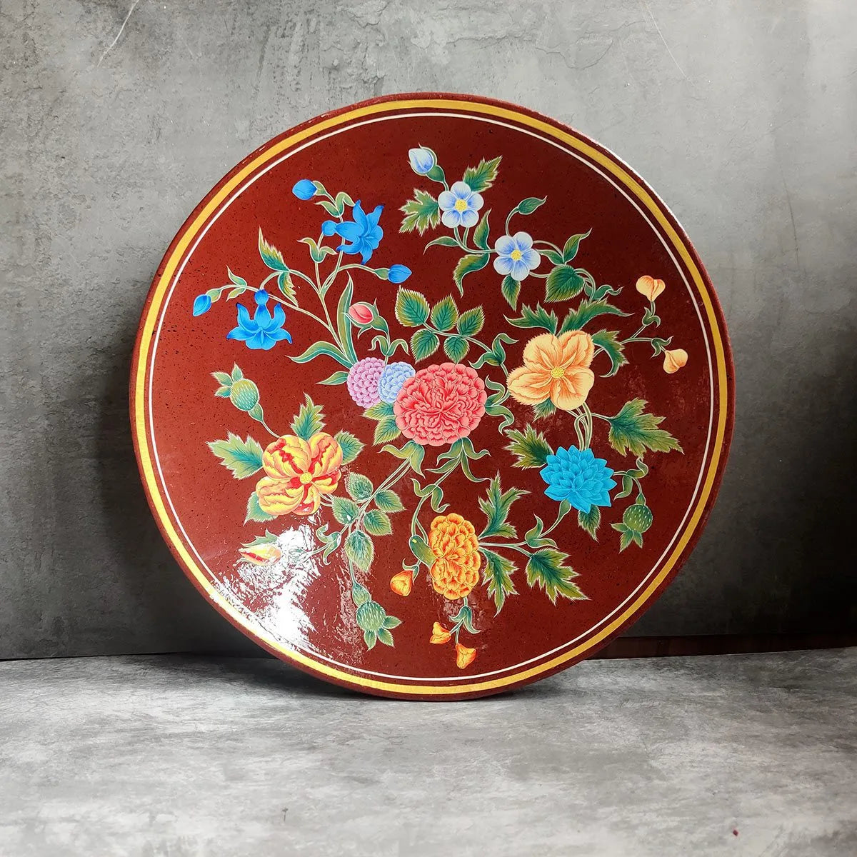 Maroon Floral Design Wallplate 14X14