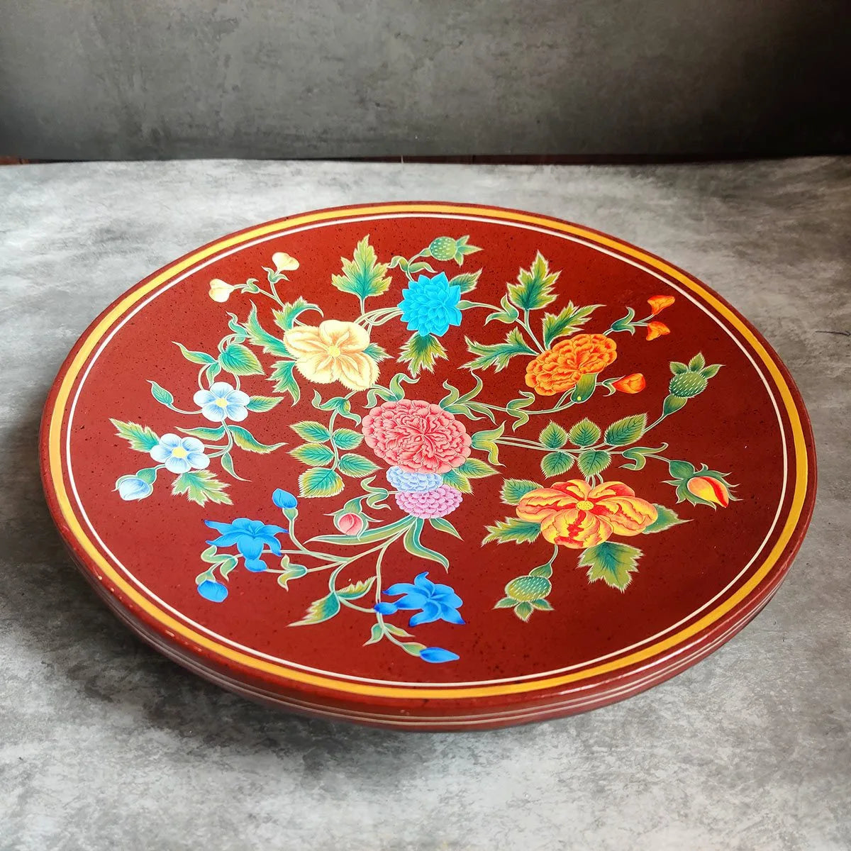 Maroon Floral Design Wallplate 14X14