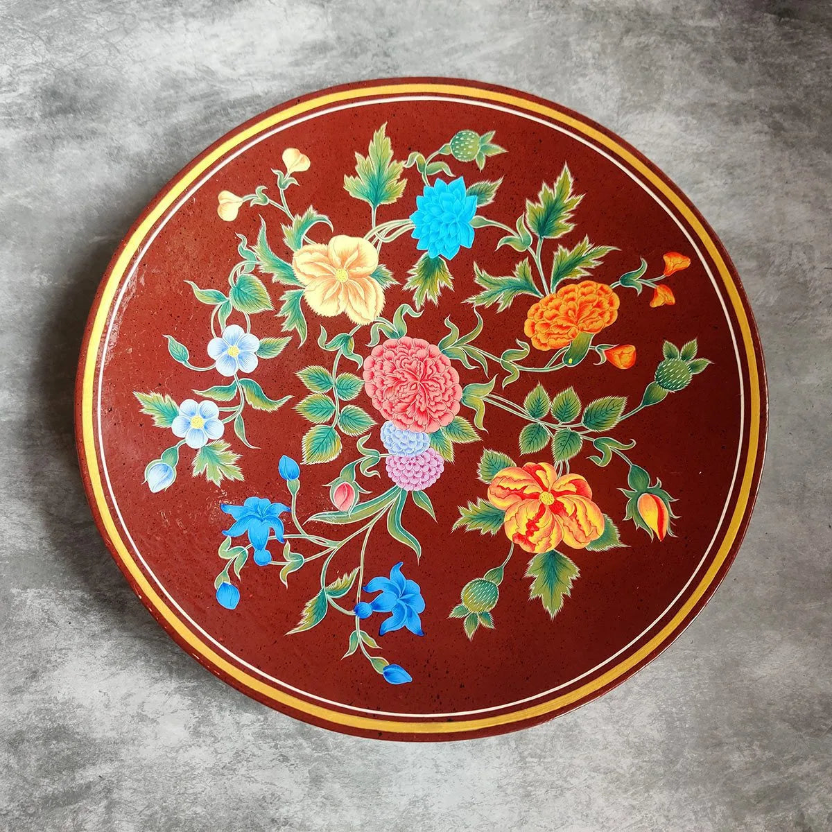 Maroon Floral Design Wallplate 14X14