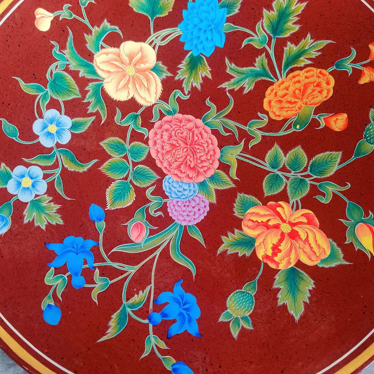 Maroon Floral Design Wallplate 14X14