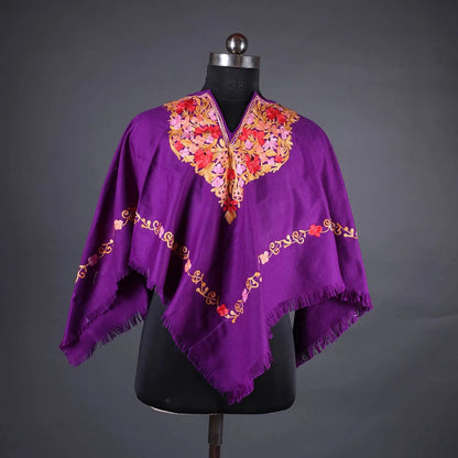 Purple Poncho with Kashmir Aari Embroidery