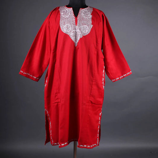 Red Tilla Embroidered Phiran