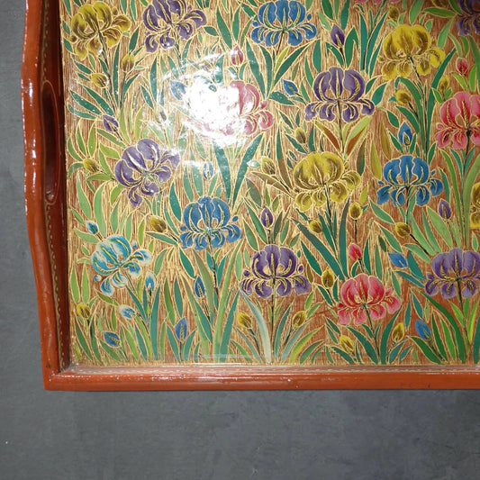 Paper Mache Tray Lotus Design Rectangle Shape 18x12 Inches