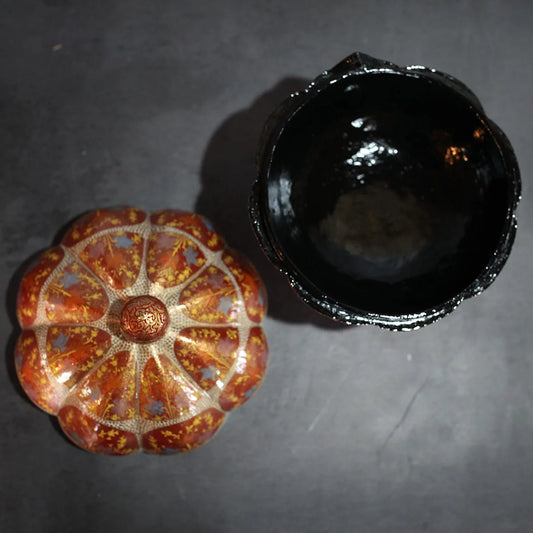 Paper Machie Dry Fruit Bowl<br> Red & Golden