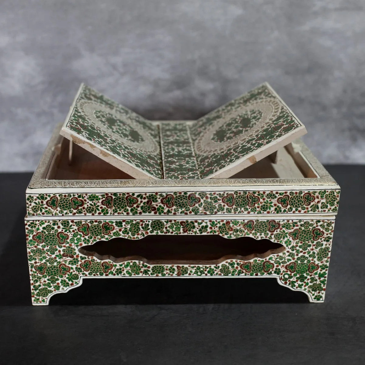 Timber Reading Box Paper Machie Wooden base Green Reading Box (11x9) Inches – Kashmir origin