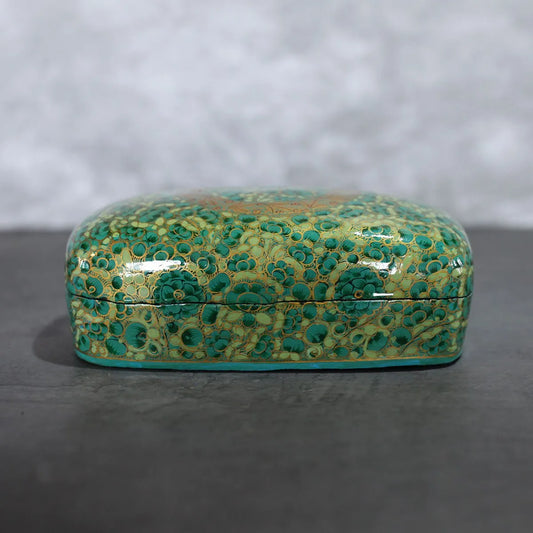 Paper Mache Trinket Box Green<br> (7x4) Inches