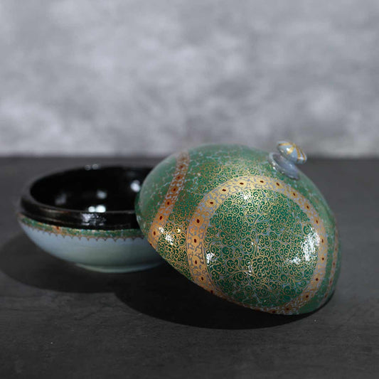 Green Paper Mache Powder Box 6<br> Inces