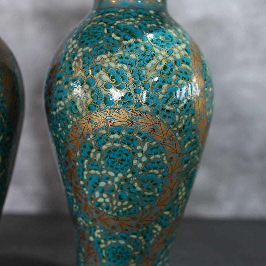Turquoise Paper Flower Vase Set Of 2