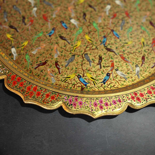 Paper Mache Tray Tree Of Life Design Round Mehraab Shape 21x18 Inches