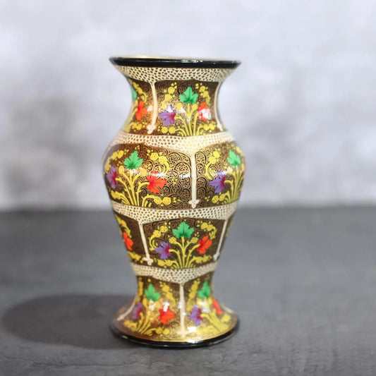 Paper Mache Flower Vase Golden & Yellow Set Of 2