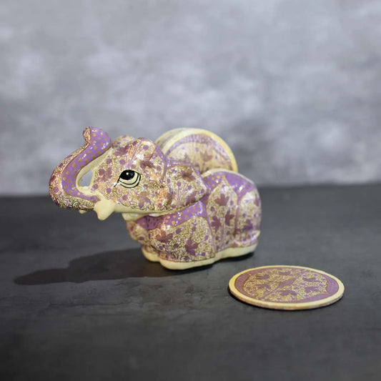 Paper Mache Coaster Set<br> Elephant Design